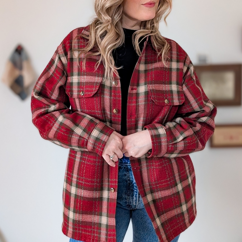 Vintage Eddie Bauer Wool Plaid Quilted Lining 90s Chore Jacket